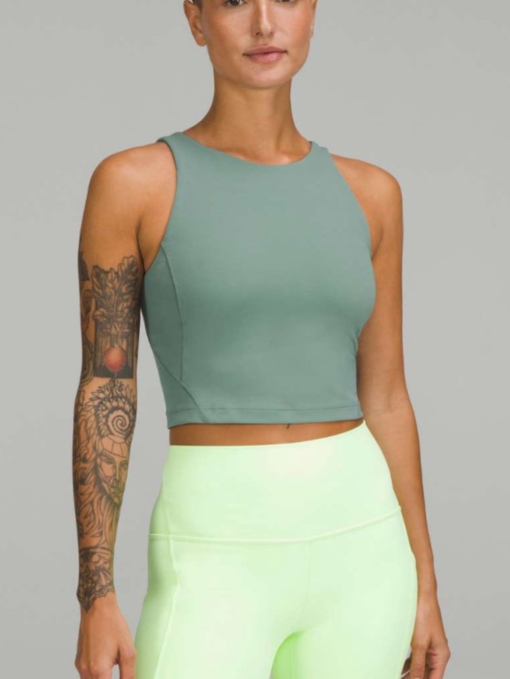 Lululemon high neck align tank built in bra tidewater teal 8